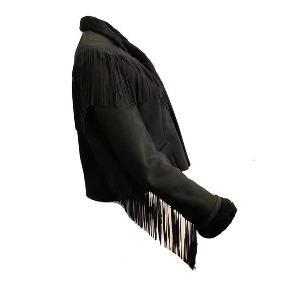 Ralph Lauren Collection Black Shearling with Fringe Jacket - Picture 2 of 5